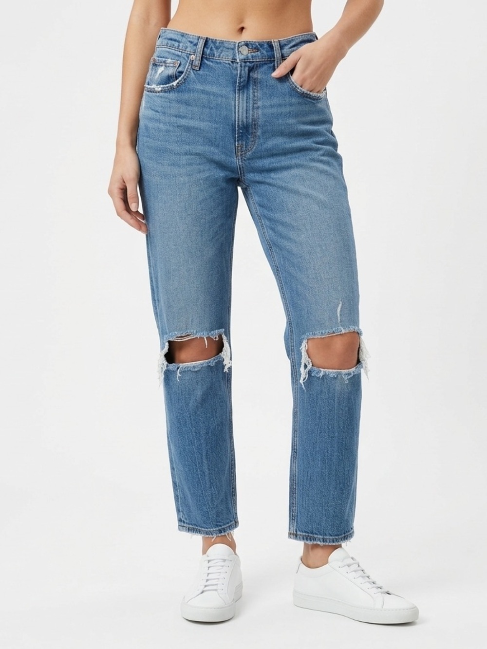 Abercrombie Women’s Ankle Straight Jeans Ultra High Rise Ripped 31